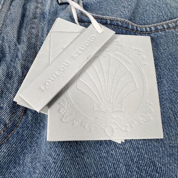 LouLou Studio Samur Jeans Women’s 26 Blue Denim Cotton Straight Leg NWT New - Picture 5 of 12